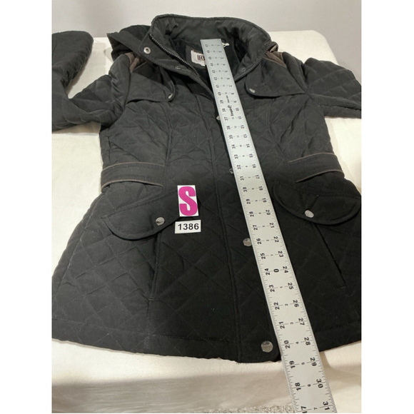 Womans Laundry By Design Black Small Quilted Hooded Coat - Picture 8 of 9